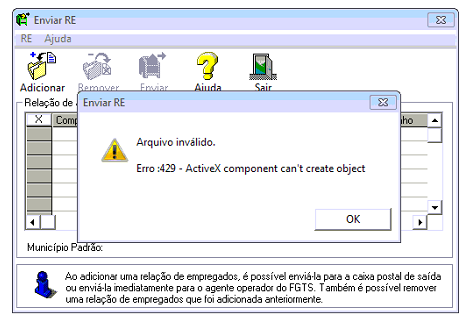 Erro :429 - ActiveX componente can't create object